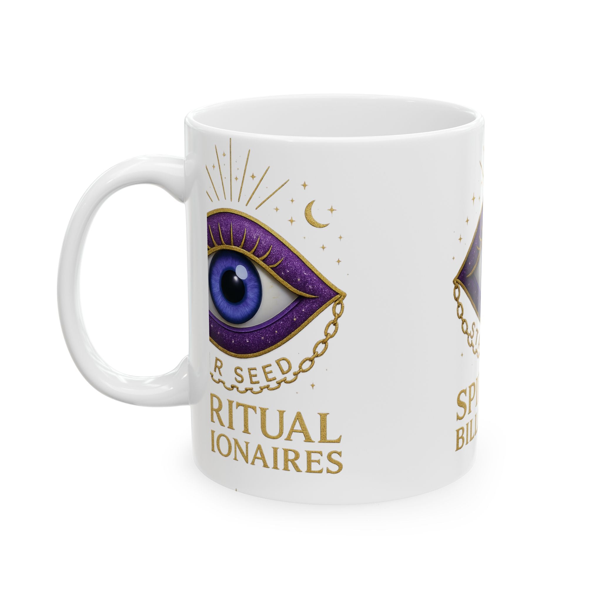 Spiritual Billionaires Ceramic Mug, Eye Design Coffee Cup, 11oz or 15oz, Perfect Gift for Mystics, Tea Lovers, Self-Care, Astrology Fans
