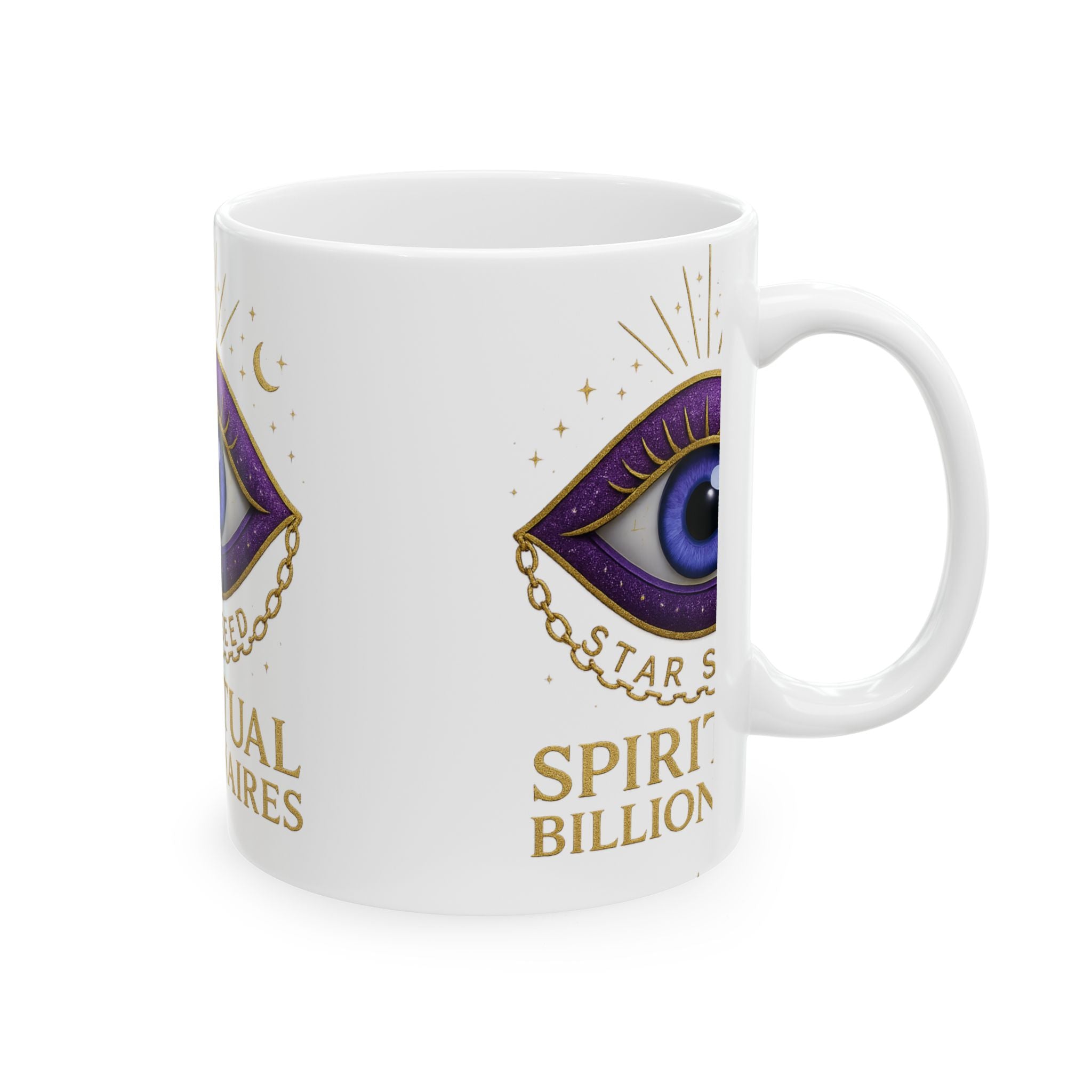 Spiritual Billionaires Ceramic Mug, Eye Design Coffee Cup, 11oz or 15oz, Perfect Gift for Mystics, Tea Lovers, Self-Care, Astrology Fans