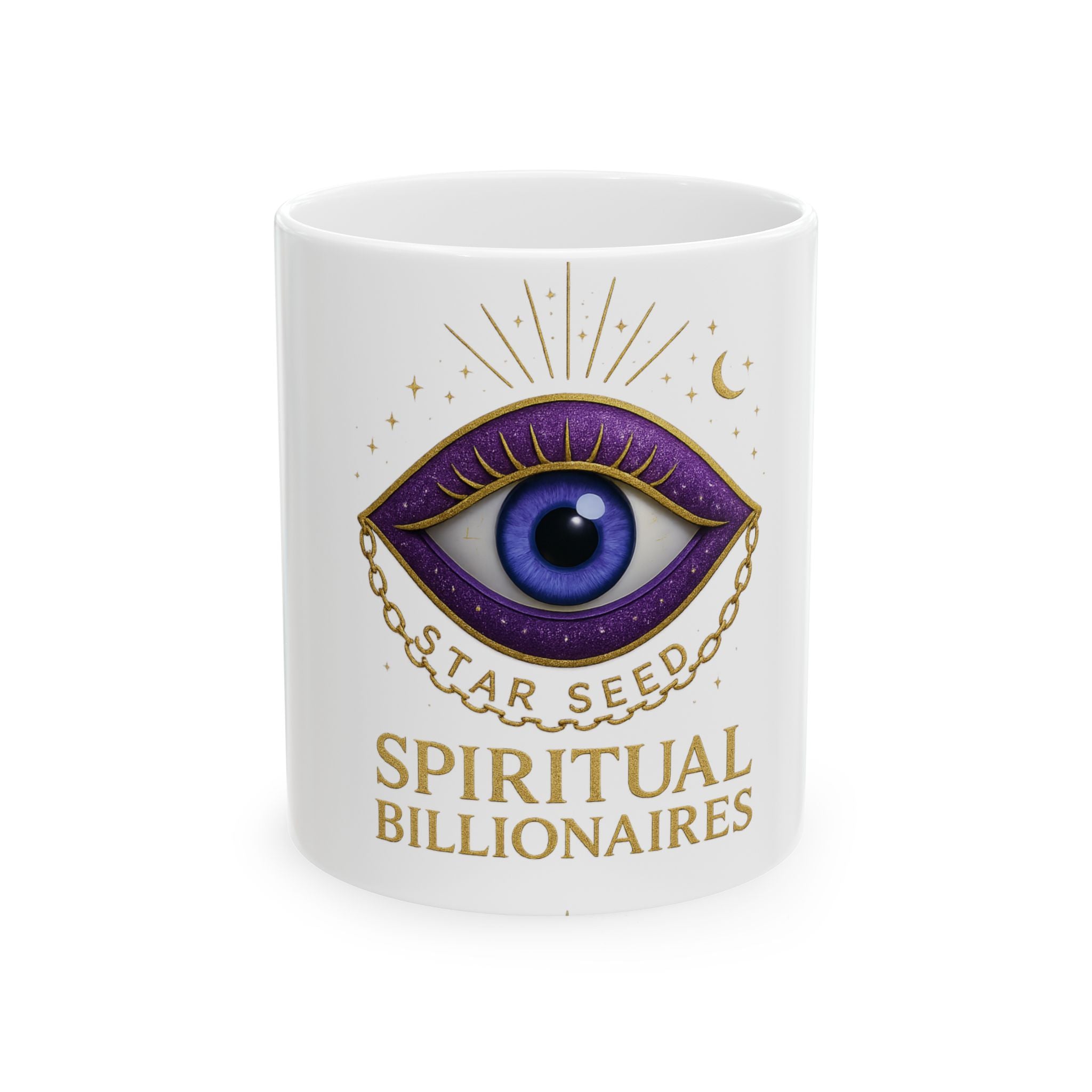 Spiritual Billionaires Ceramic Mug, Eye Design Coffee Cup, 11oz or 15oz, Perfect Gift for Mystics, Tea Lovers, Self-Care, Astrology Fans